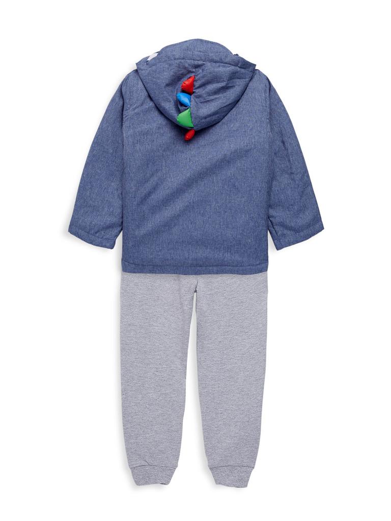 Little Boy's 3-Piece Dino Hoodie, Heathered Joggers & Striped T-Shirt Set商品第2张图片规格展示