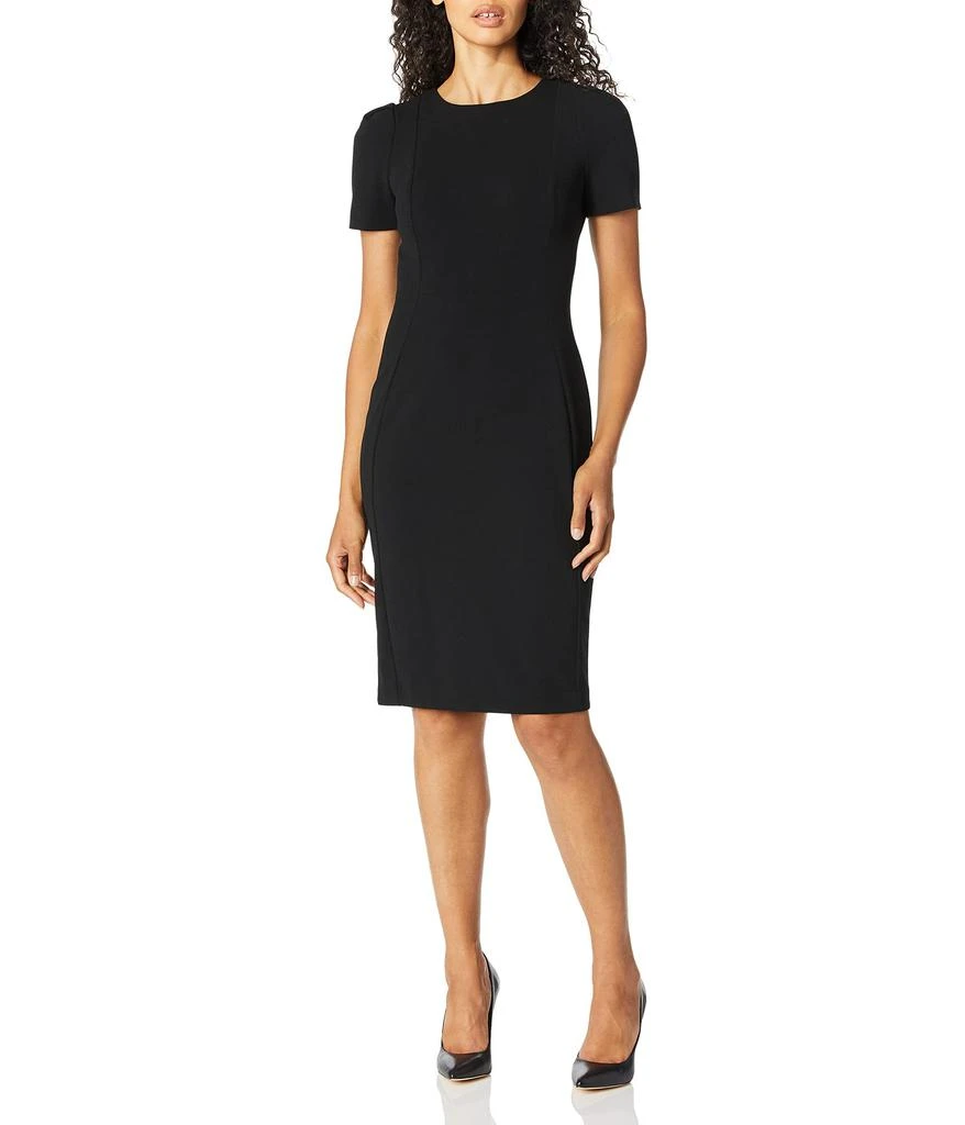 商品Calvin Klein|Women's Short Sleeved Seamed Sheath Dress,价格¥674,第1张图片