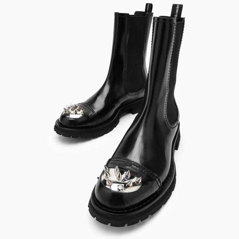 Black Punk Stud ankle boots商品第5张图片规格展示