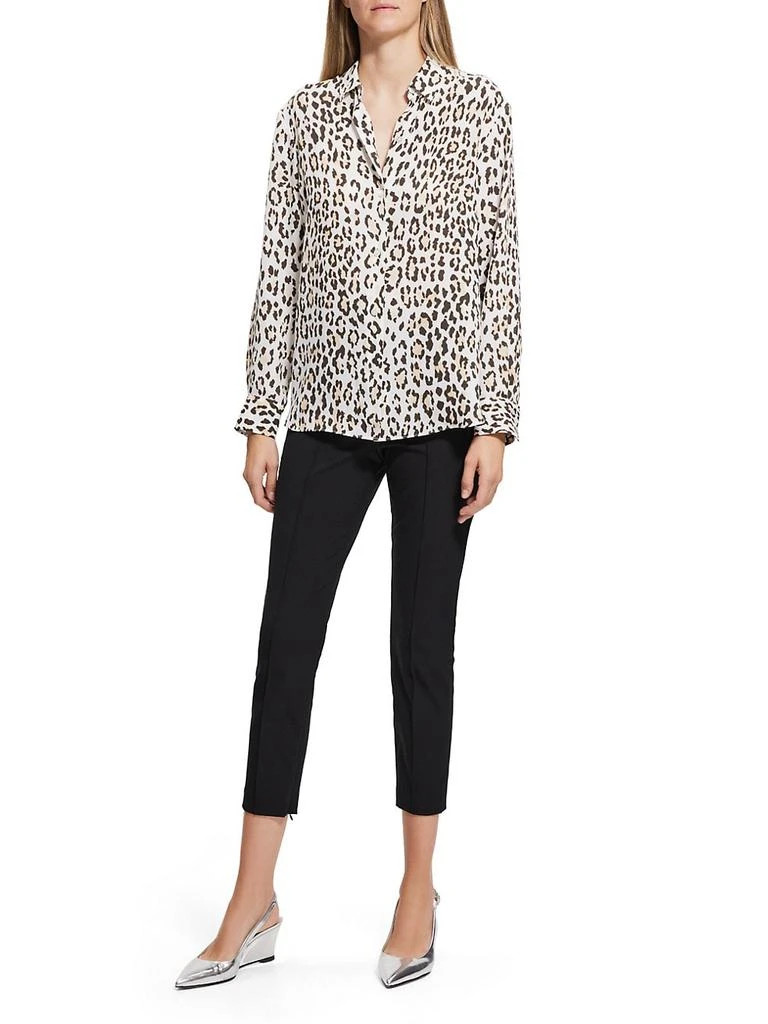 商品Theory|Leopard Long-Sleeve Blouse,价格¥654,第2张图片详细描述