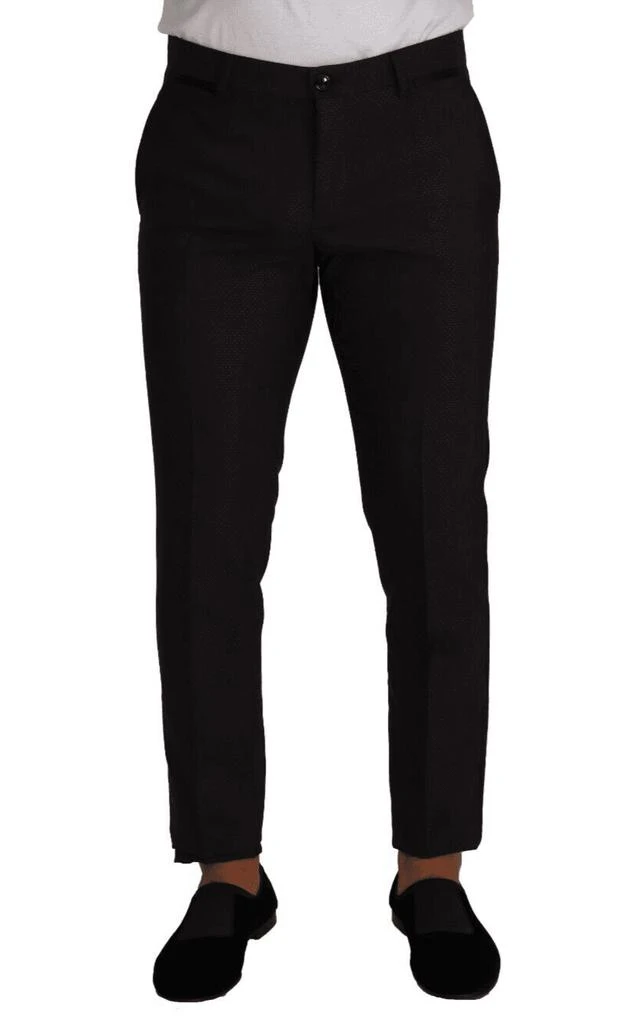 商品Dolce & Gabbana|Dolce & Gabbana Black Brown Formal Tuxedo Dress Pants,价格¥3006,第1张图片