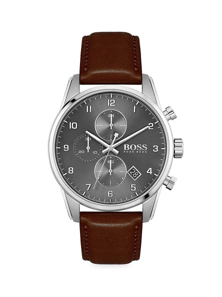 商品Hugo Boss|Skymaster Stainless Steel & Leather-Strap Chronograph Watch,价格¥2472,第1张图片