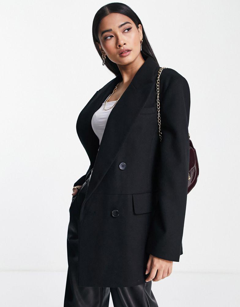 Topshop oversized blazer coat in black商品第1张图片规格展示