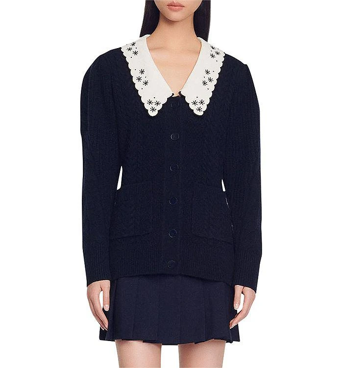 商品Sandro|Porcelaine Collared Cardigan,价格¥1945,第1张图片