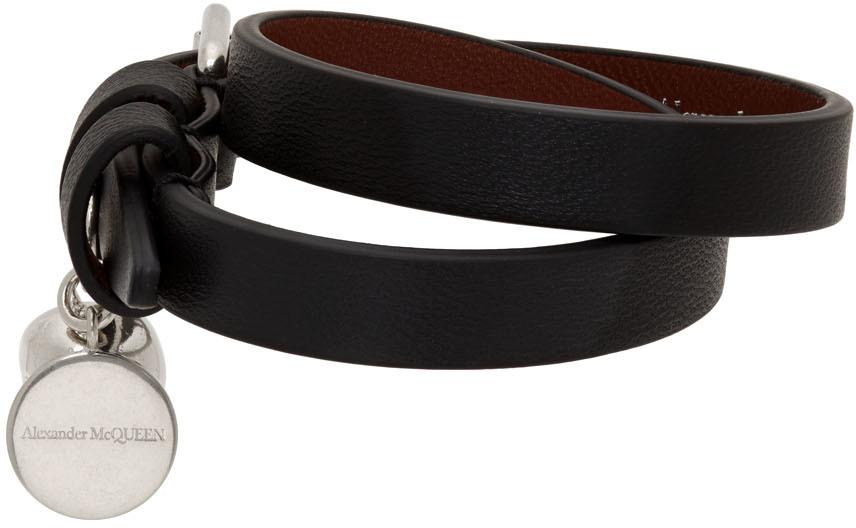 Black & Silver Double Wrap Skull Bracelet商品第3张图片规格展示