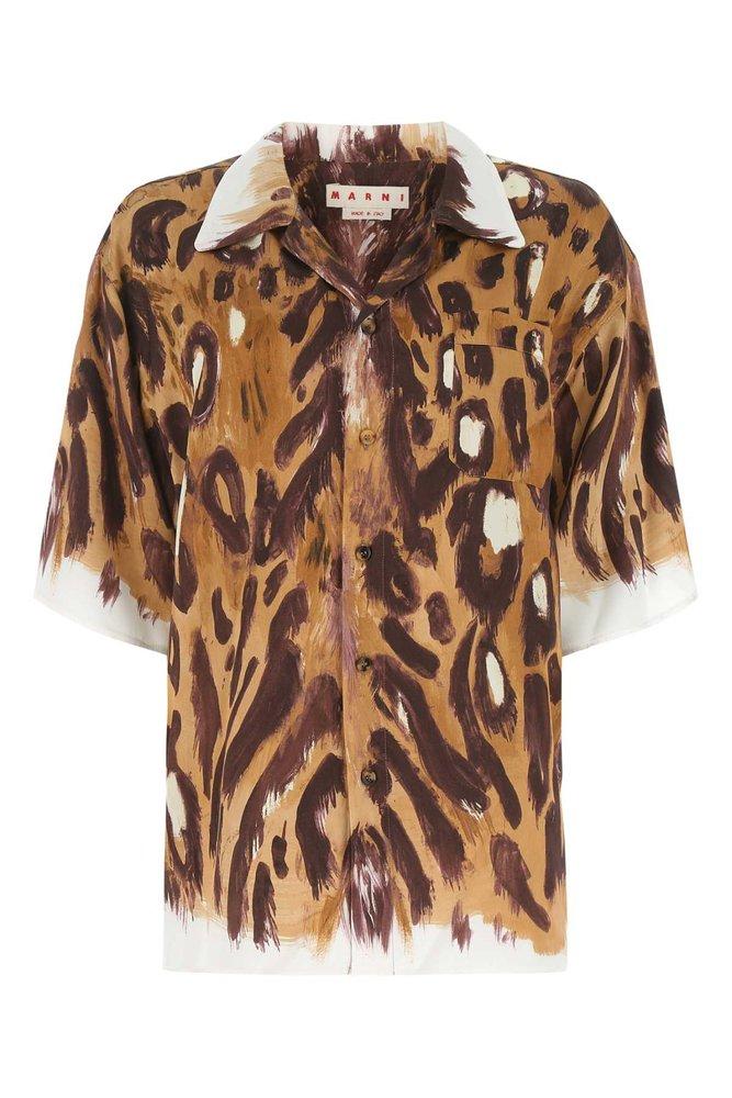 Marni Leopard Printed Long-Sleeved Shirt商品第1张图片规格展示