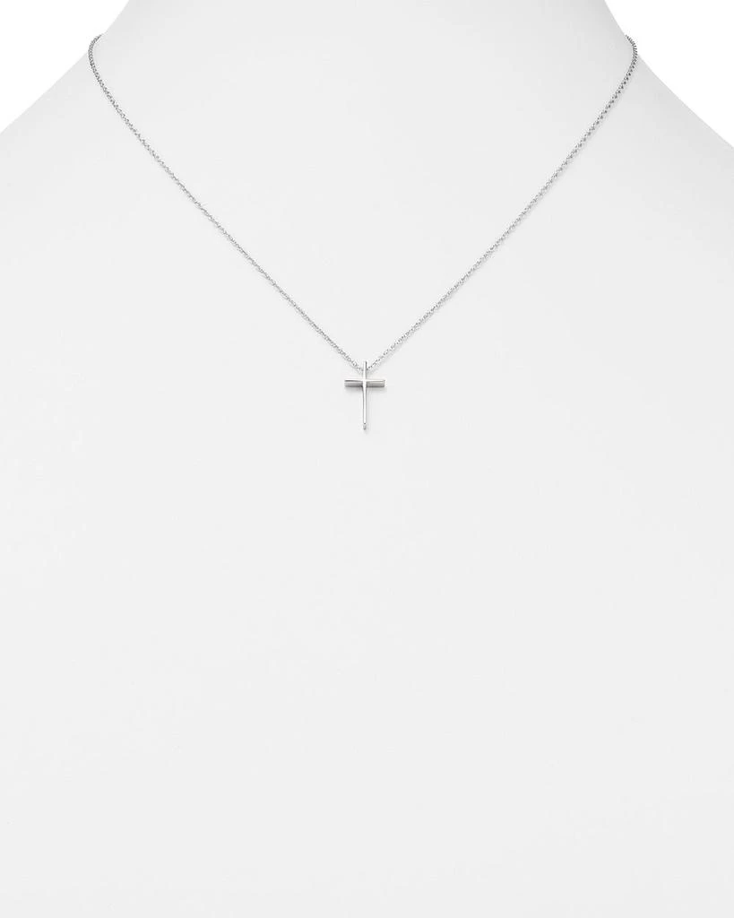 14K White Gold Small Cross Pendant Necklace, 18" - Exclusive 商品