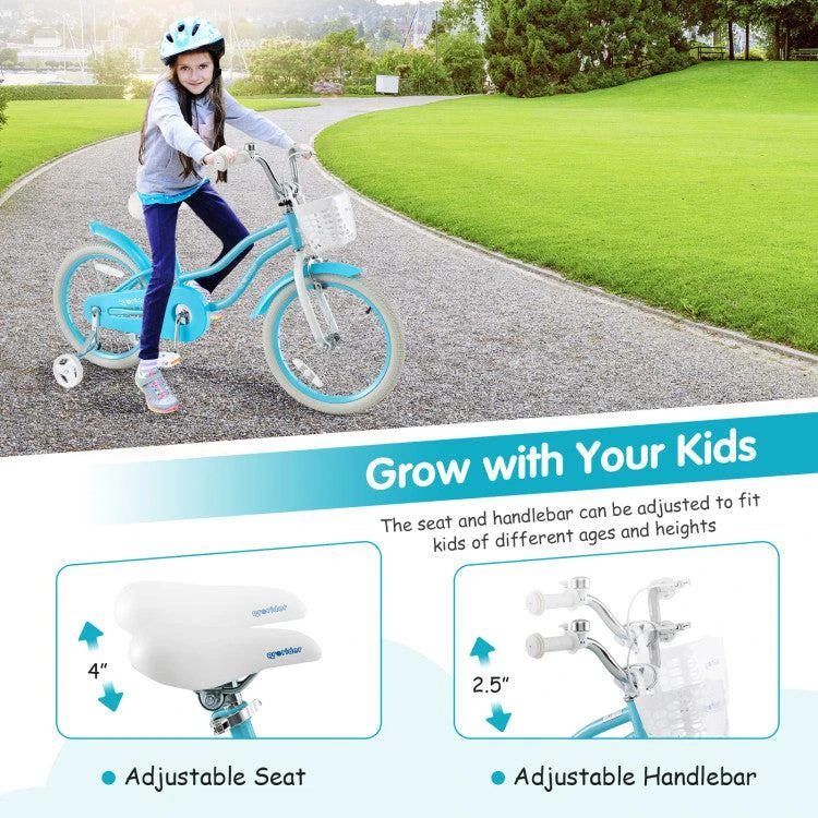 商品BreeBe|Blue & White Kids Bike with Dual Brakes and Adjustable Seat,价格¥780,第5张图片详细描述