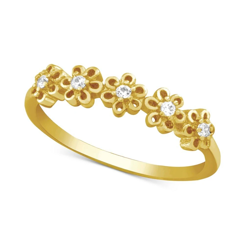 商品Essentials|Cubic Zirconia Flower Ring in Gold-Plate,价格¥183,第1张图片