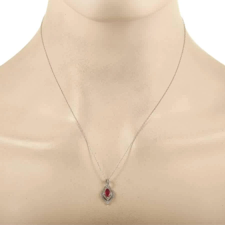 商品LB Exclusive|14K White Gold 0.08 ct Diamond and Ruby Necklace,价格¥2901,第2张图片详细描述