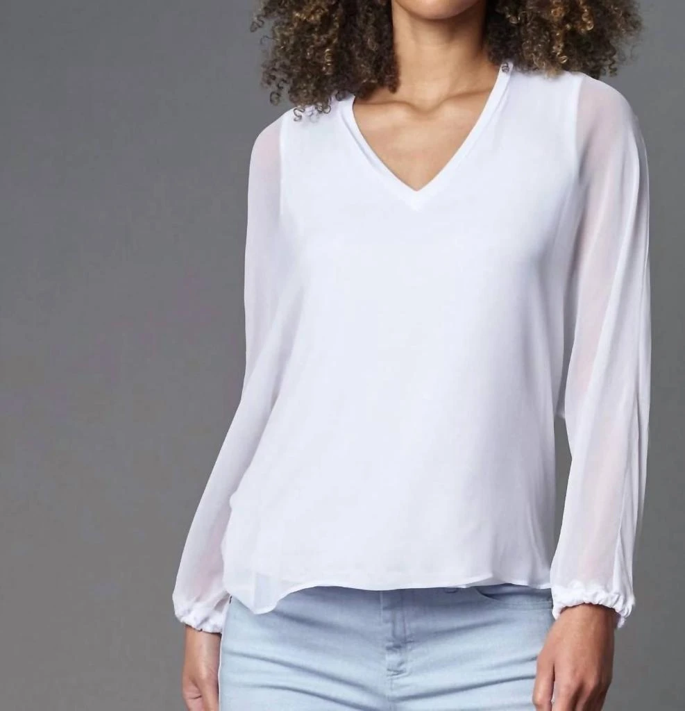 商品Lola & Sophie|Chiffon V-Neck Kimomo Top in White,价格¥814,第1张图片