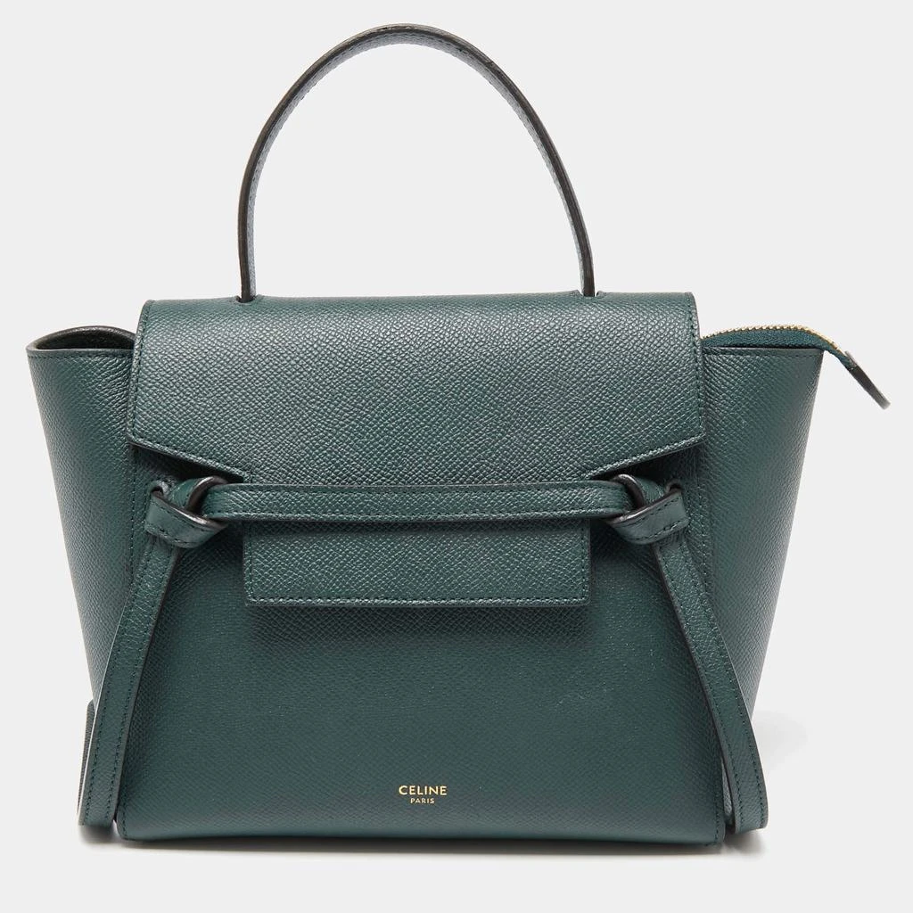 商品[二手商品] Celine|Celine Green Grained Leather Nano Belt Top Handle Bag,价格¥6598,第1张图片