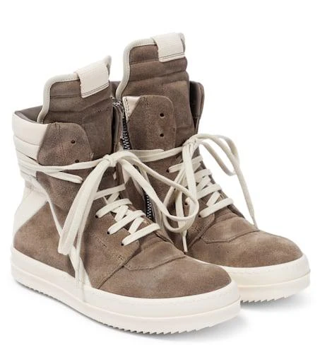 商品Rick Owens|Geobasket suede and leather high-top sneakers,价格¥3198,第1张图片