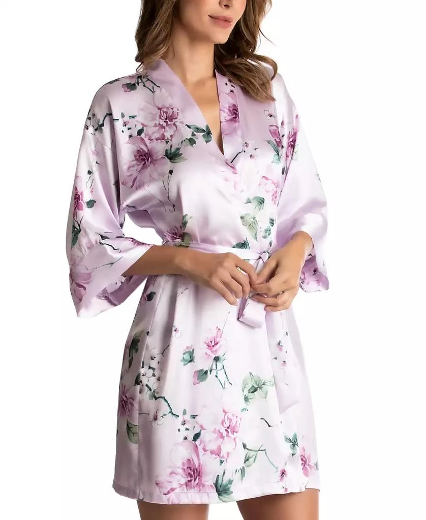 商品Linea Donatella|Floral-Print Satin Wrap Robe,价格¥214,第3张图片详细描述