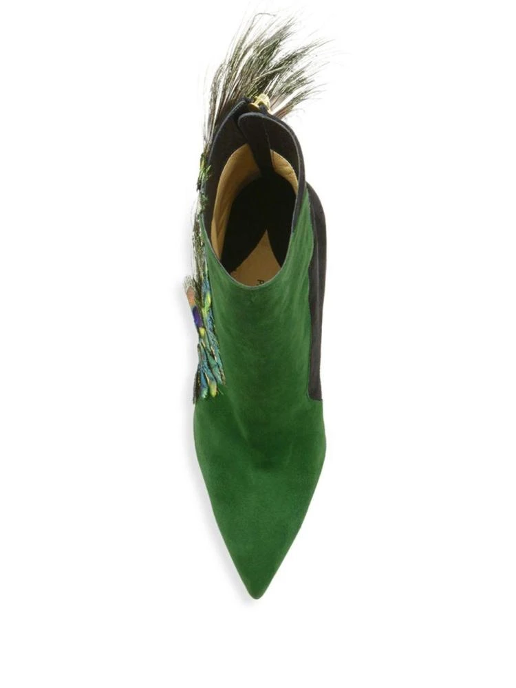 商品Paul Andrew|Limited-Edition Pana Peacock Feather & Suede Booties,价格¥7416,第4张图片详细描述