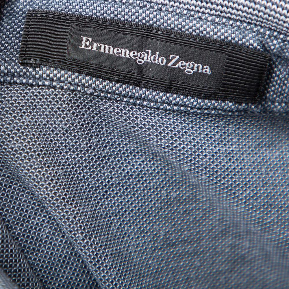 Ermenegildo Zegna Grey Cotton Pique Contrast Collar Detail Polo T-Shirt L商品第6张图片规格展示