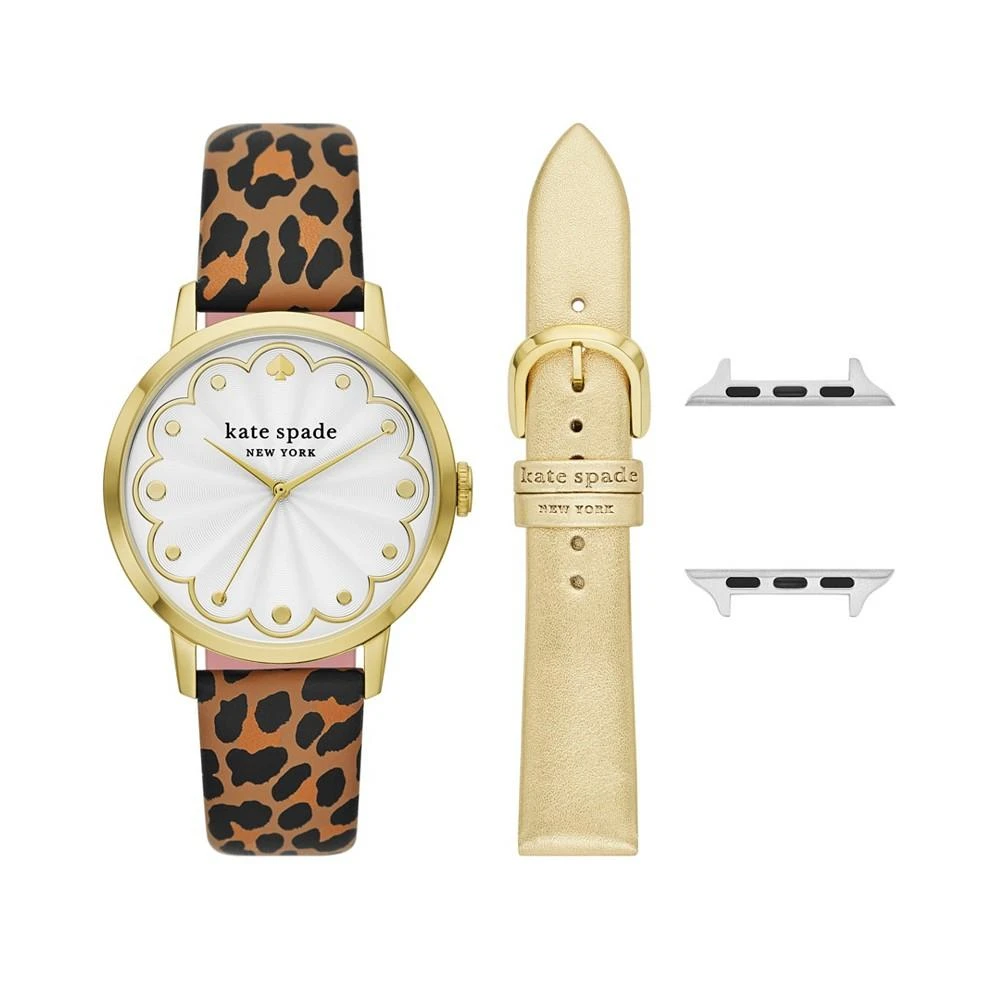 商品Kate Spade|Women's Leopard Cross-Compatible Set, 38mm, 40mm, 41mm Bands for Apple Watch with Classic Watch Head Set,价格¥1704,第1张图片