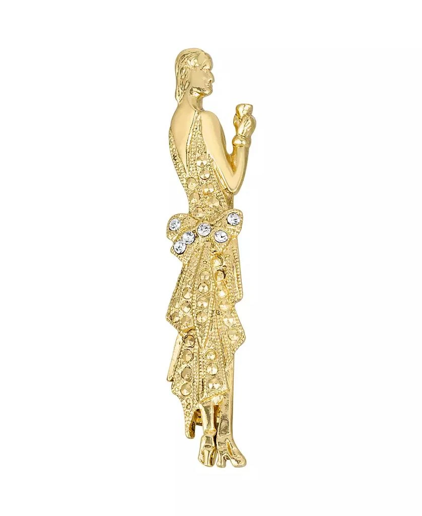 商品2028|Gold-Tone 1920's Lady with Crystal Accents in Dress Detail Pin,价格¥192,第1张图片