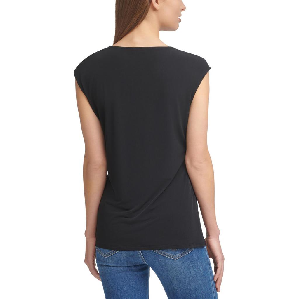 Calvin Klein Womens Gathered Cap Sleeve Pullover Top商品第4张图片规格展示