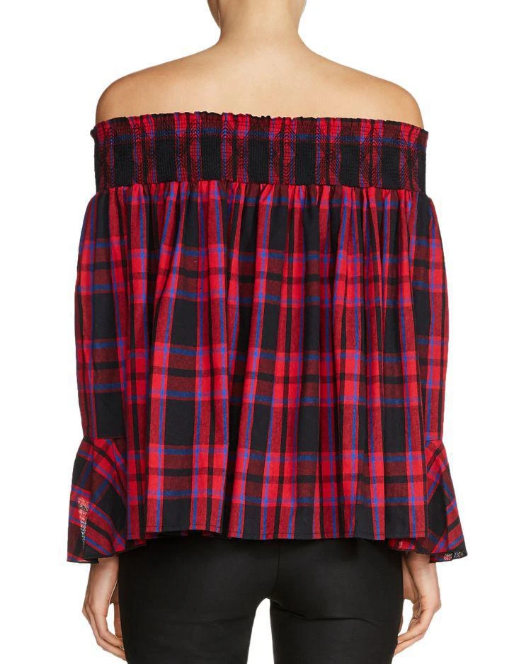 商品Maje|Lafox Off-the-Shoulder Plaid Top,价格¥815,第2张图片详细描述