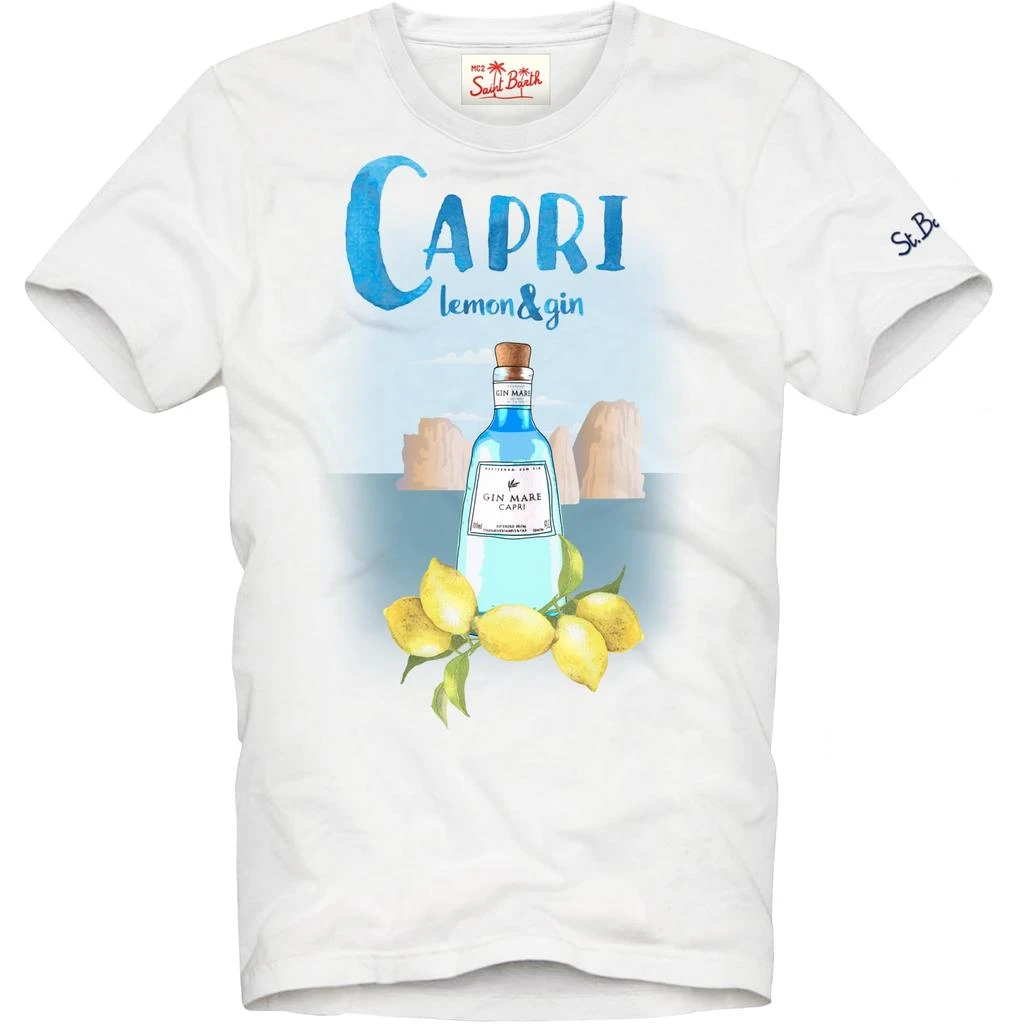 商品Mc2 Saint Barth|MC2 Saint Barth Man Cotton T-shirt With Gin Print | Gin Mare Special Edition,价格¥753,第1张图片