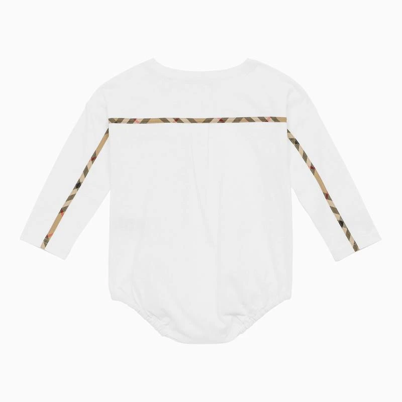 商品Burberry|White cotton sleepsuit with Vintage Check trim,价格¥975,第2张图片详细描述