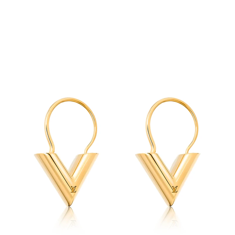 预售十天 Louis Vuitton/路易威登 22春夏新款ESSENTIAL V系列 金色黄铜金属V字造型镂刻徽标耳环M61088 商品