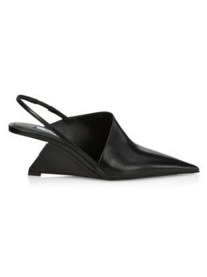 商品Prada|Leather Slingback Wedge Pumps,价格¥4308,第1张图片