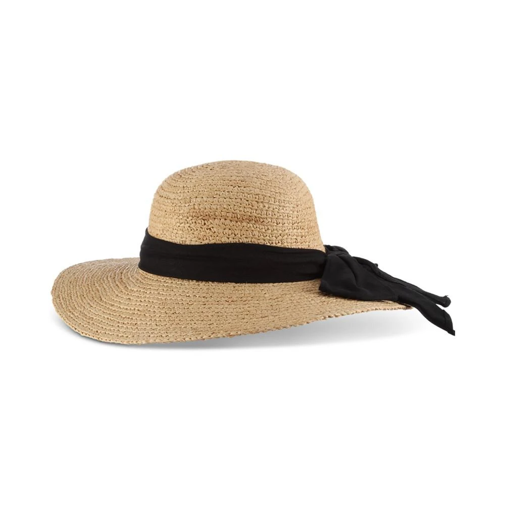 商品SCALA|Women's Wide Brim Round Raffia Hat with Linen Bow,价格¥1010,第2张图片详细描述