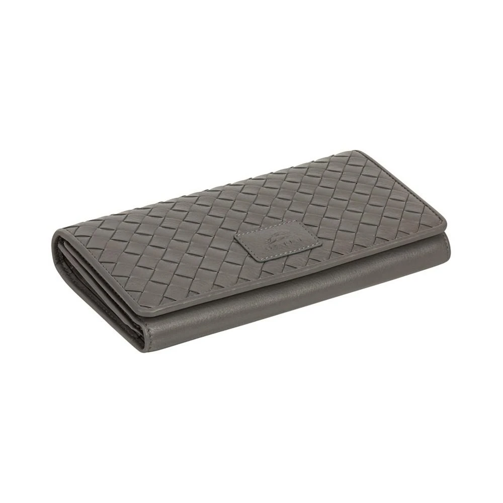 商品Mancini Leather Goods|Women's Basket Weave Collection RFID Secure Trifold Wallet,价格¥771,第5张图片详细描述