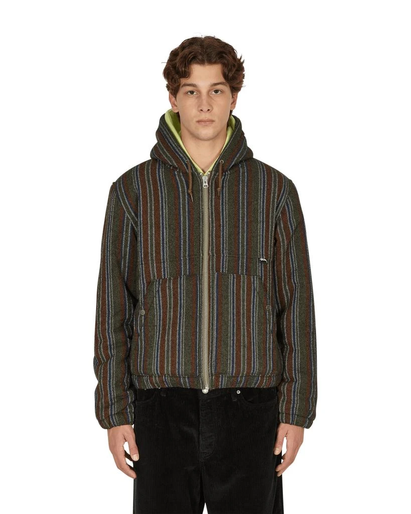 商品[国内直发] STUSSY|Wool Stripe Work Jacket Green,价格¥984,第1张图片