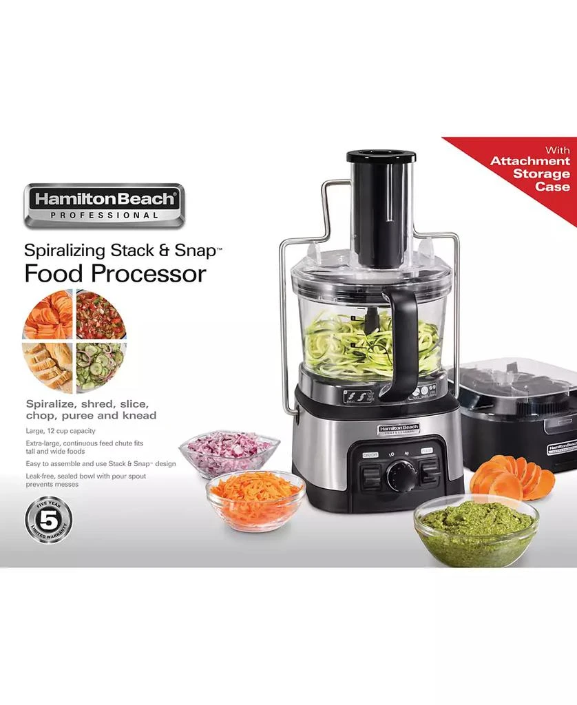 商品Hamilton Beach|Professional Spiralizing Stack & Snap Food Processor,价格¥1137,第3张图片详细描述