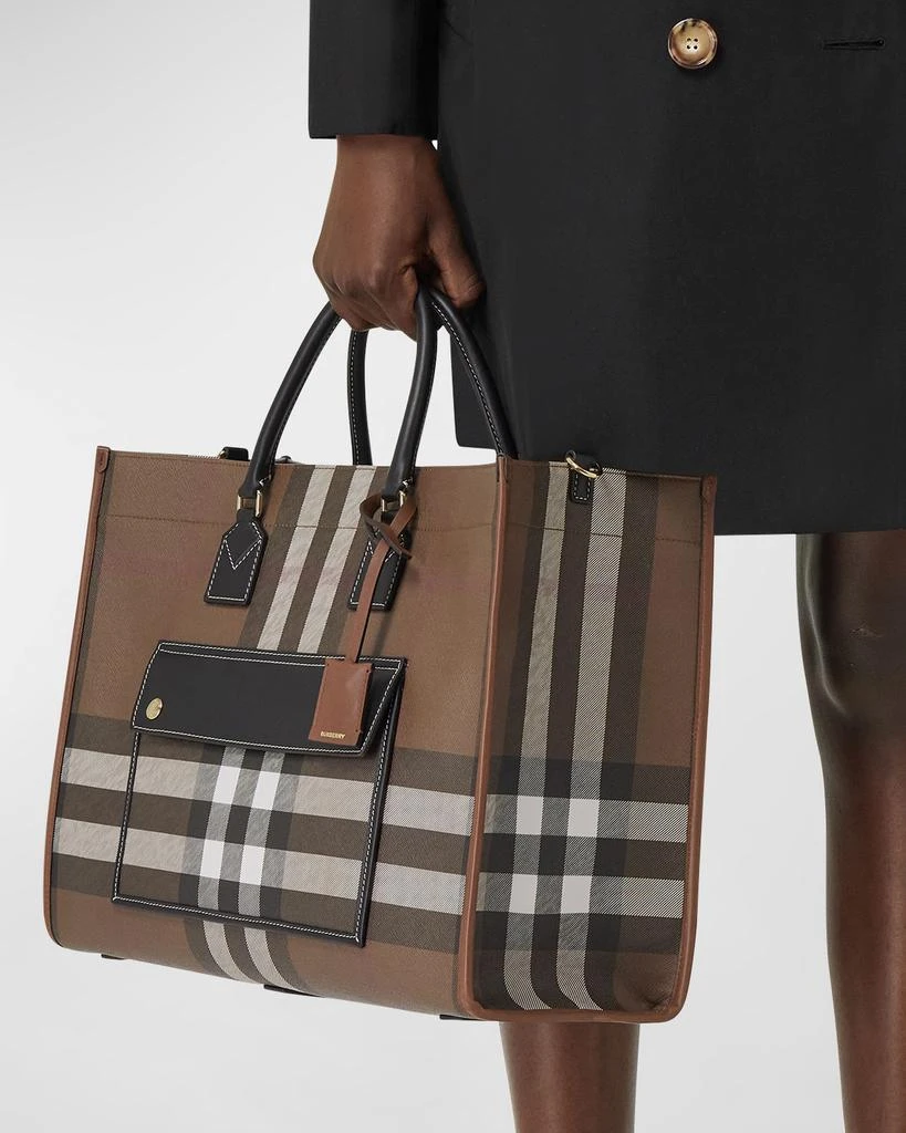 商品Burberry|Freya Check Canvas & Leather Tote Bag,价格¥15156,第2张图片详细描述