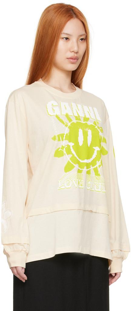 商品Ganni|Off-White Organic Cotton Long Sleeve T-Shirt,价格¥908,第4张图片详细描述