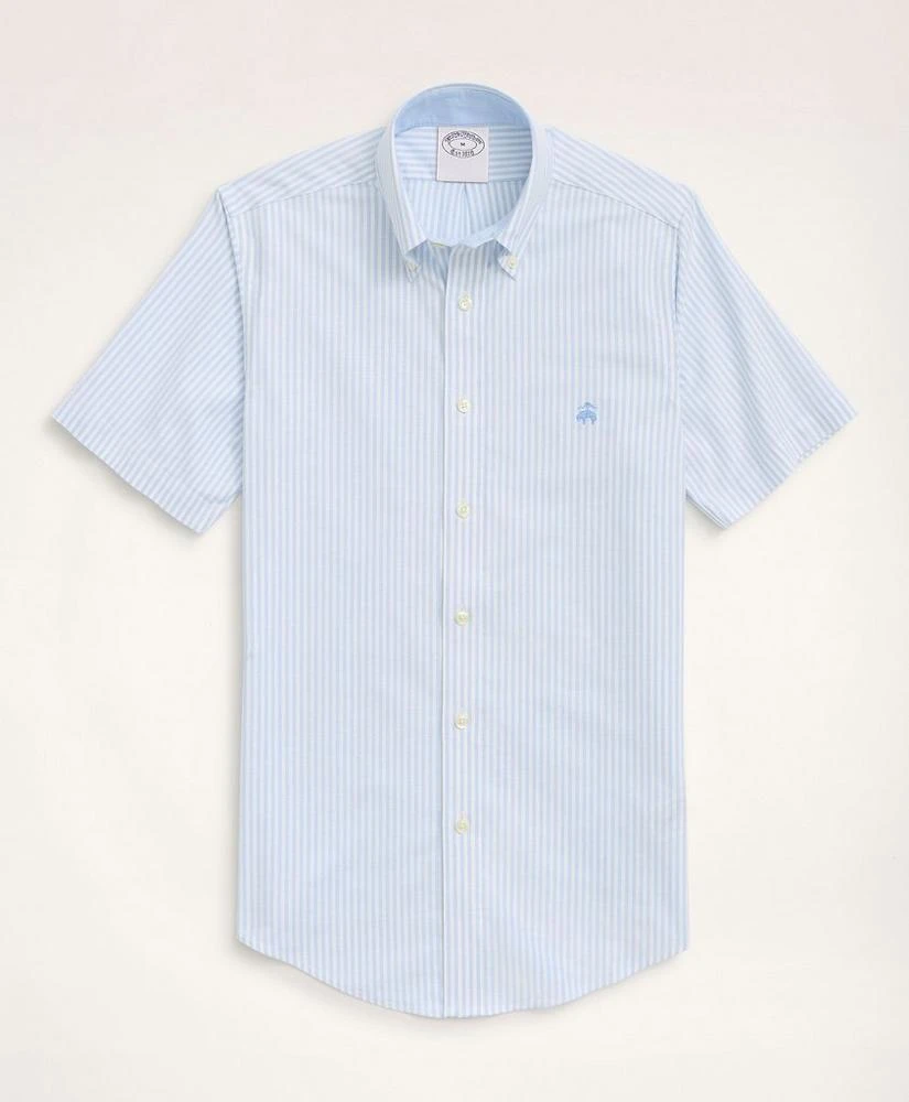 商品Brooks Brothers|Stretch Regent Regular-Fit Sport Shirt, Non-Iron Short-Sleeve Bengal Stripe Oxford,价格¥603,第2张图片详细描述