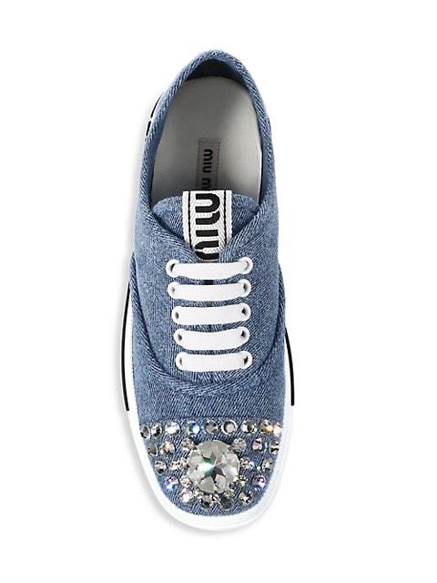 Jeweled-Toe Denim Low-Top Sneakers商品第5张图片规格展示