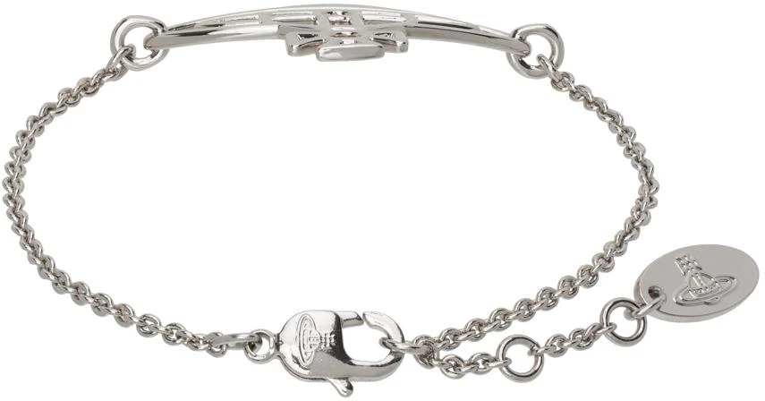 商品Vivienne Westwood|Silver Thin Lines Flat Orb Pendant Bracelet,价格¥771,第2张图片详细描述