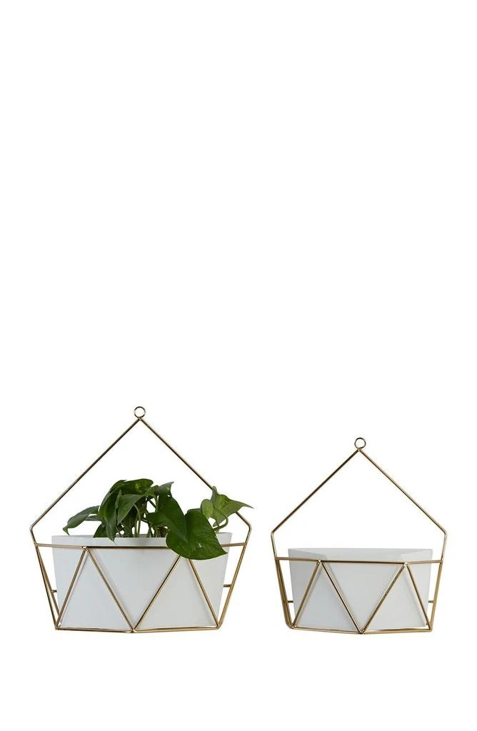 商品COSMO BY COSMOPOLITAN|White Iron Contemporary Planter - Set of 2,价格¥575,第5张图片详细描述