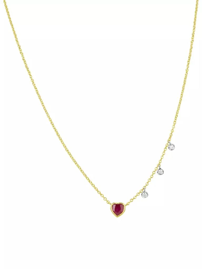 商品Meira T|Two-Tone 14K Gold, Ruby & 0.05 TCW Diamond Heart Pendant Necklace,价格¥4722,第1张图片