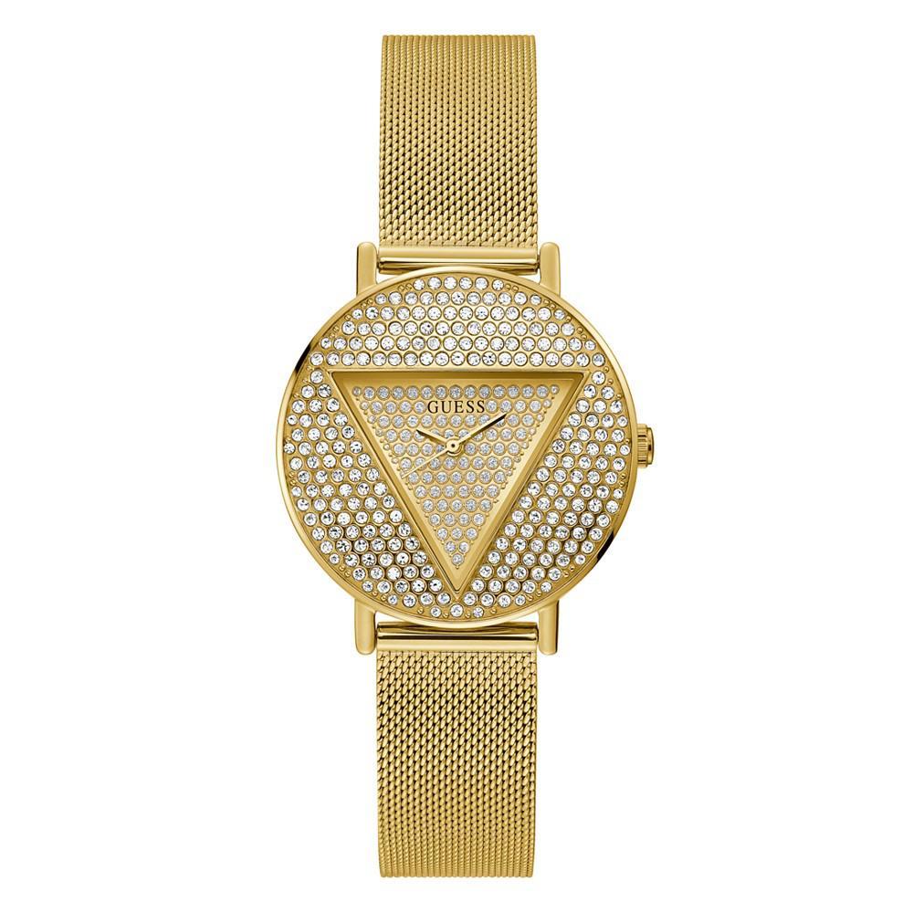 商品GUESS|Women's Glitz Gold-tone Stainless Steel Mesh Watch 36mm,价格¥1234,第1张图片