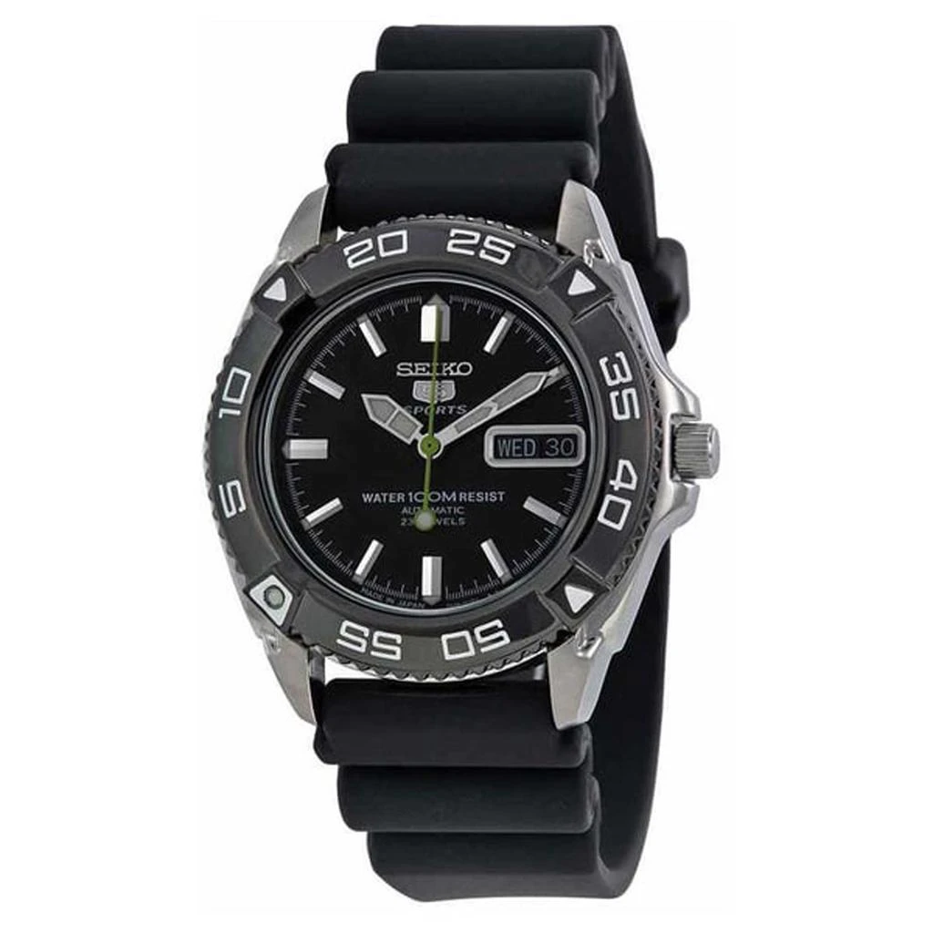 商品Seiko|Seiko Men's Automatic Watch - 5 Sports Rotating Bezel Black Rubber Strap | SNZB23J2,价格¥1145,第1张图片