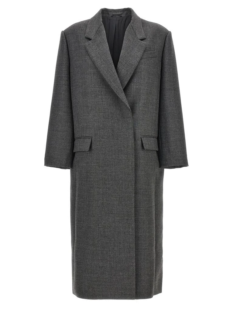 商品Brunello Cucinelli|Double-Breasted Coat Coats, Trench Coats Gray,价格¥19368,第1张图片