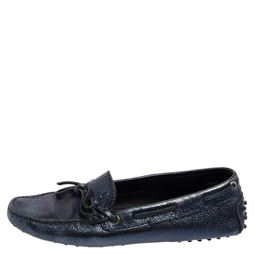 商品[二手商品] Tod's|Tod's Metallic Blue Leather Gommino Slip On Loafers Size 38,价格¥805,第2张图片详细描述