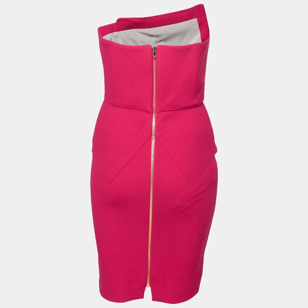 商品[二手商品] ROLAND MOURET|Roland Mouret Cherry Pink Crepe Asymmetrical Strapless Dress M,价格¥1200,第4张图片详细描述