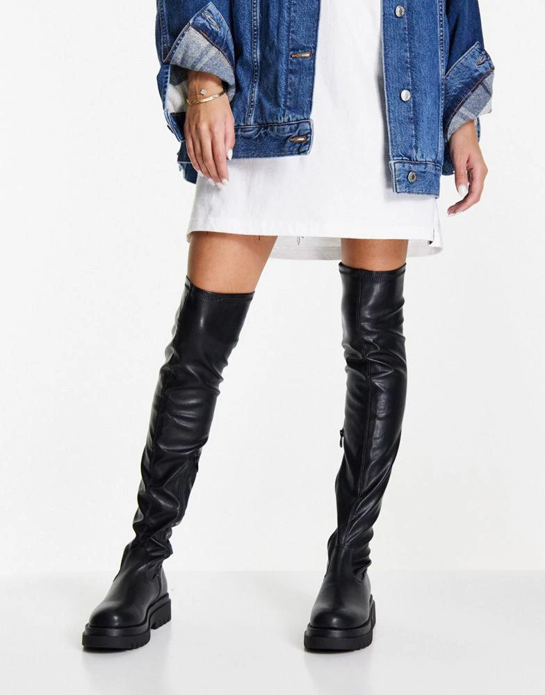 商品Origins|Origins chunky over the knee boot in black,价格¥283,第3张图片详细描述