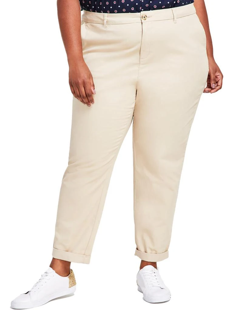 商品Tommy Hilfiger|Plus Hampton Womens Slim High-Rise Chino Pants,价格¥378,第4张图片详细描述