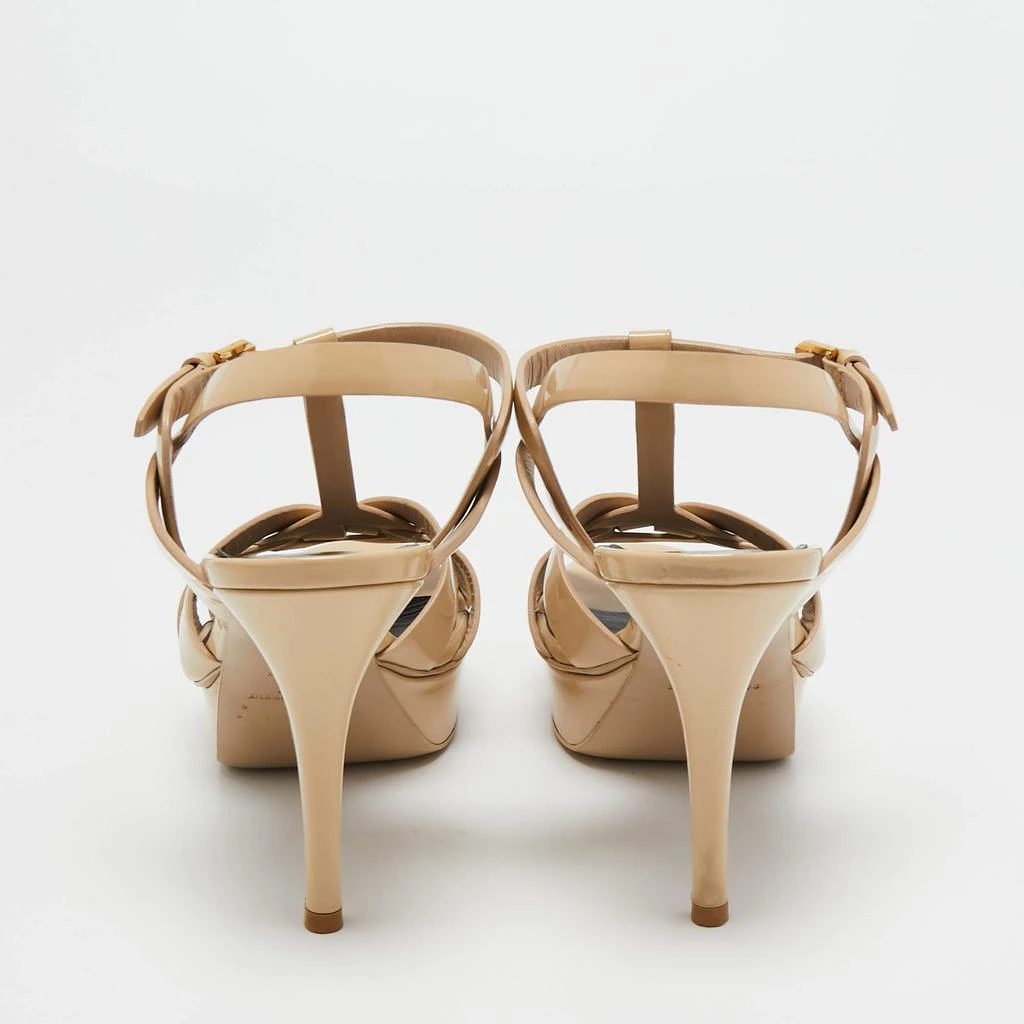 商品[二手商品] Yves Saint Laurent|Saint Laurent Beige Patent Leather Tribute Platform Sandals Size 38,价格¥1365,第5张图片详细描述