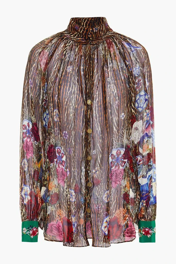 商品Camilla|Crystal-embellished gathered printed silk-georgette shirt,价格¥819,第3张图片详细描述