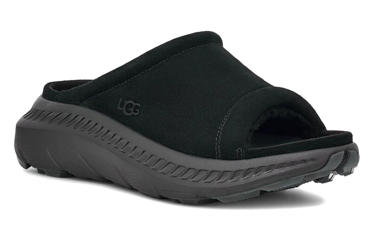 商品[国内直发] UGG|羊毛 橡胶底一字拖鞋 男款 黑色,价格¥368,第4张图片详细描述