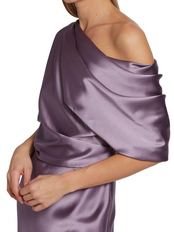 amsale draped pencil midi dress Amsale Draped Satin Pencil Midi-Dress